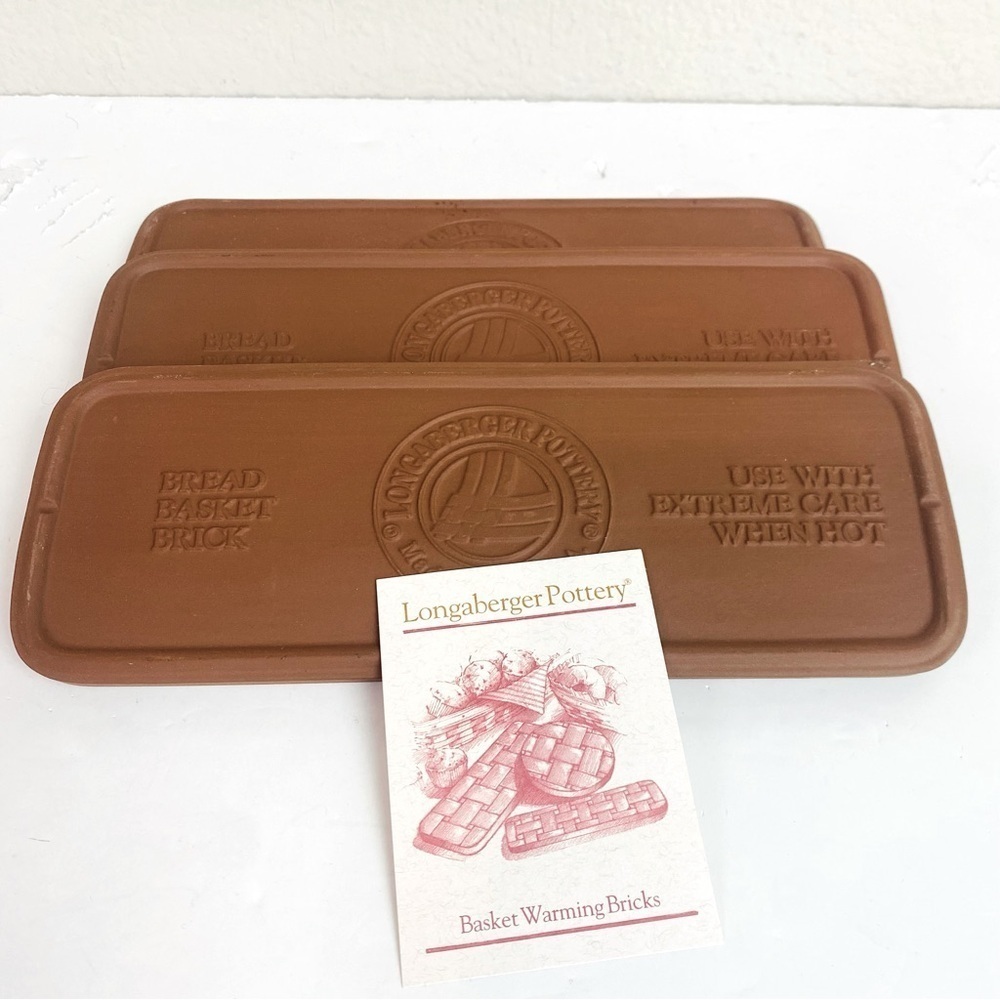 Set of 3 Longaberger Pottery Terracotta Basket Warmer Brick  11” x 4” x .5”